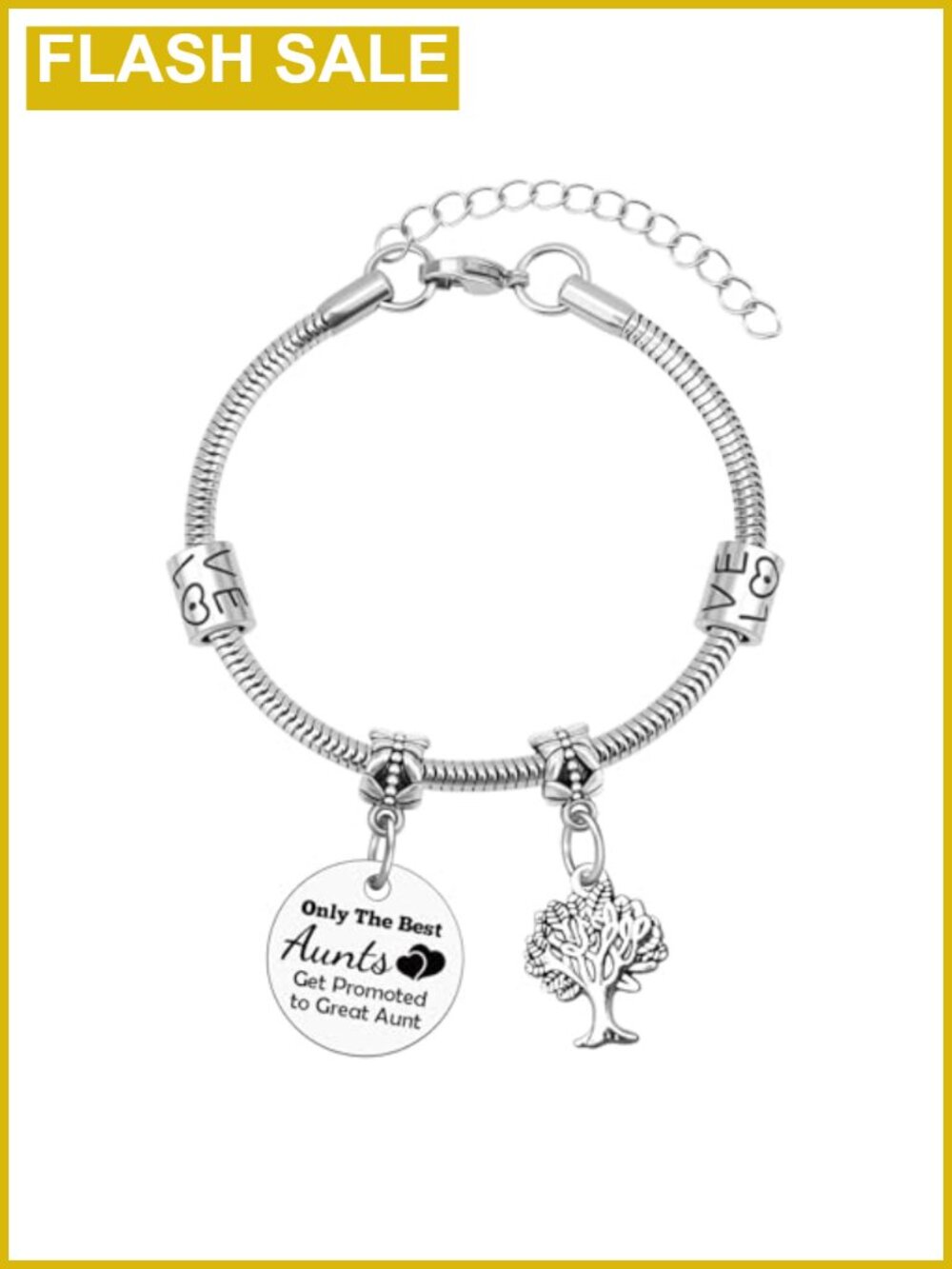 Stainless Steel Aunt Niece Charm Bracelet Link Bangle Auntie Gift Adjustable